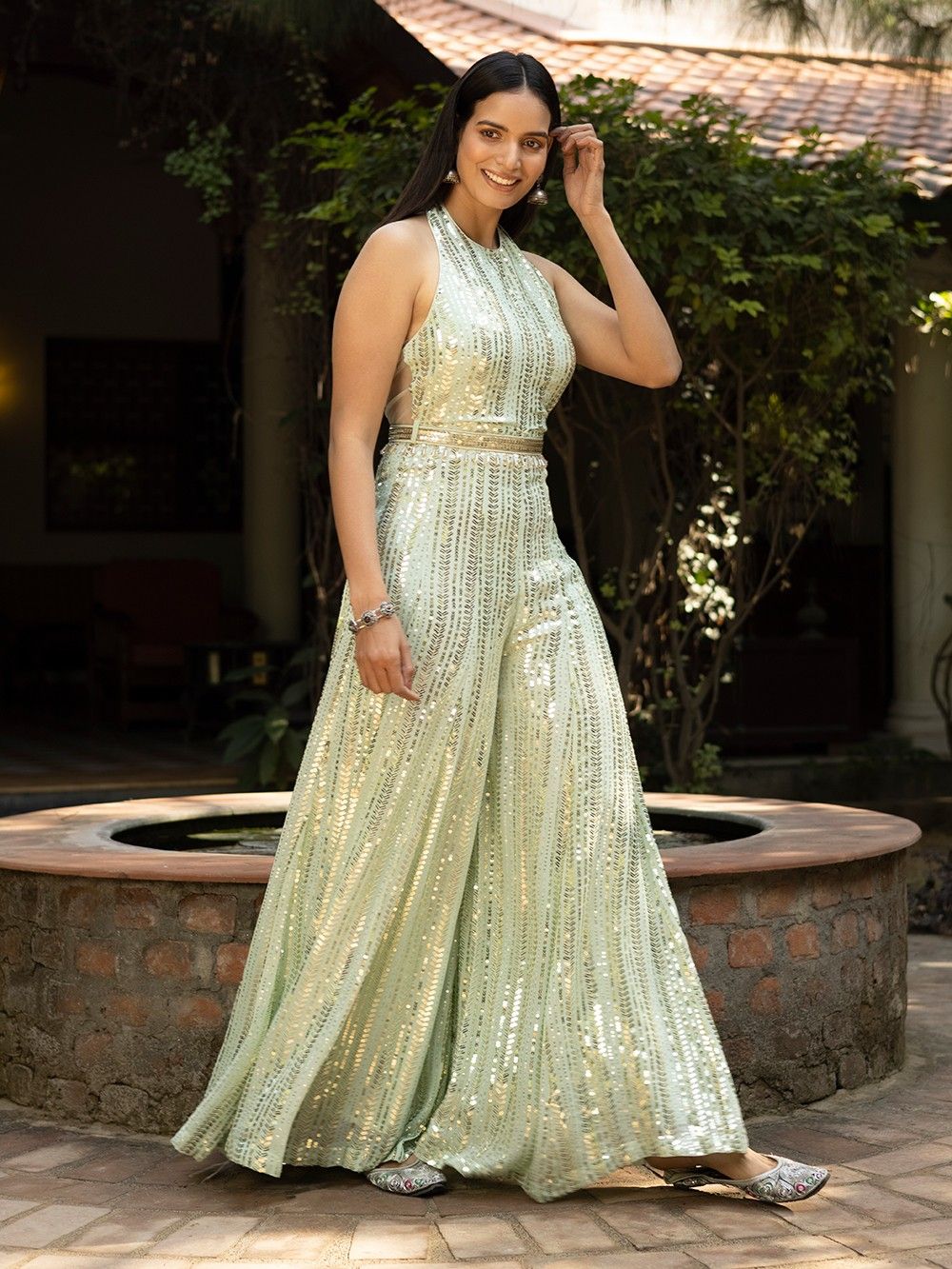 the loom - Green Georgette Jumpsuit