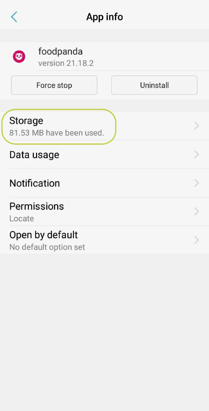 Tap on the Storage option of the app you wish to delete the cache of