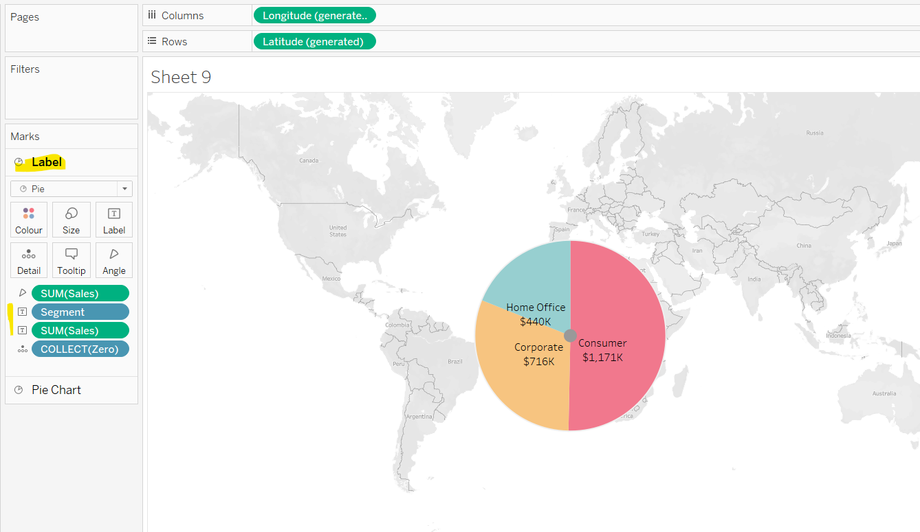 labelling the second map layer of a pie chart in Tableau