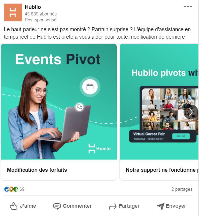 Exemple Linkedin ads format carrousel 