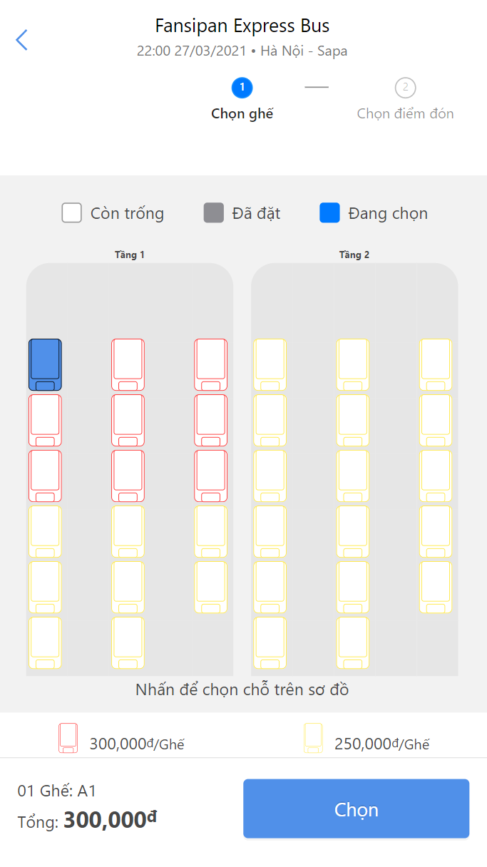 Chọn giờ, chọn chỗ, điểm đón/trả và điền đầy đủ thông tin.