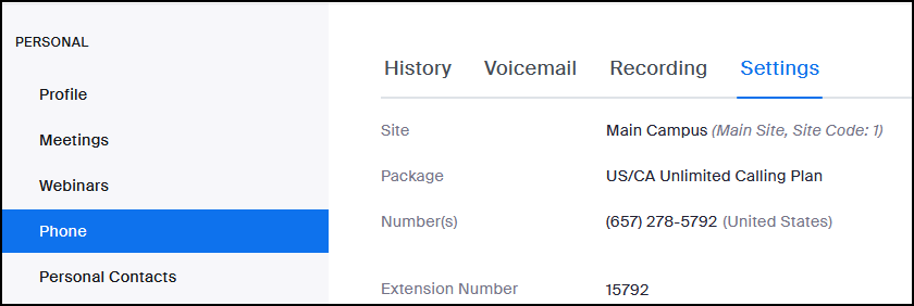 Zoom Phone menu unlocked