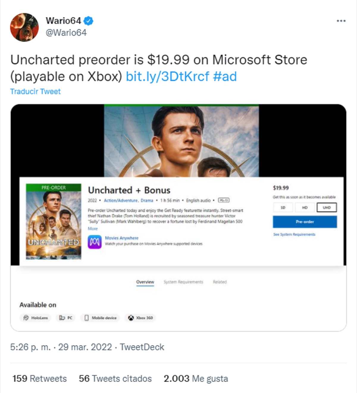 Uncharted llega a Xbox