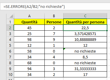 Codice errore #NOME! risolto