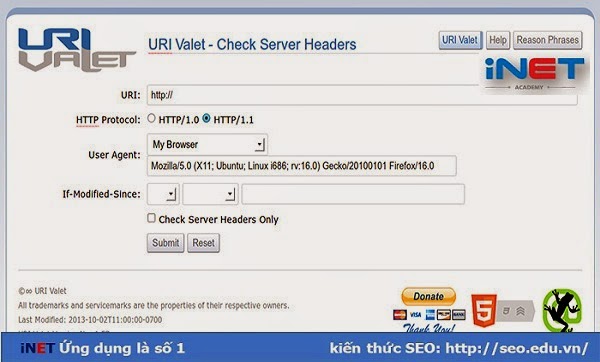 URI Valet công cụ kiểm tra tổng quan website