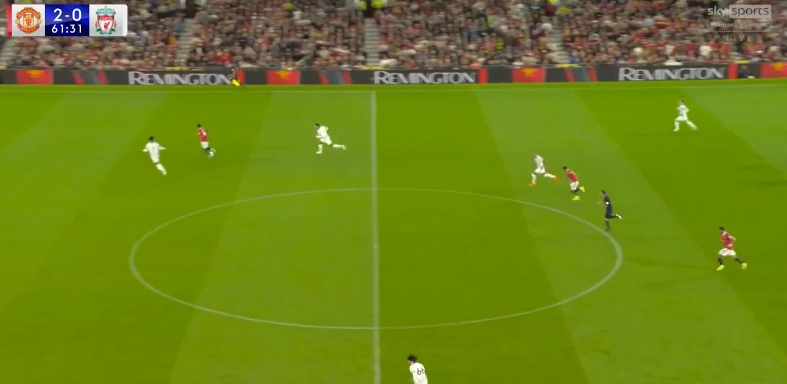 Sancho plays him in, with acres of space for United. Martial cleverly slows down the transition to allow his fellow attackers to catch up. (Sky Sports)