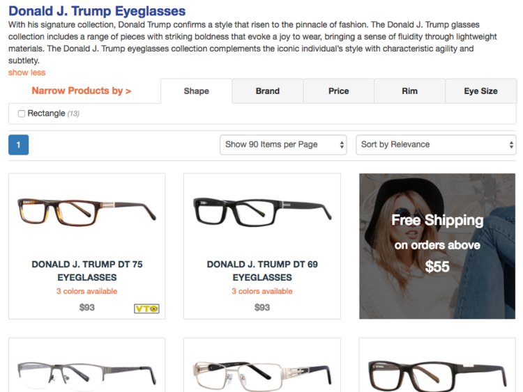 The makers of Donald J. Trump Eyeglasses also reportedly let the license expire, but the glasses are still available with some third-party sellers online.