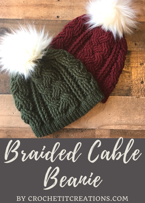 adult size Eternal cable hat pdf crochet pattern