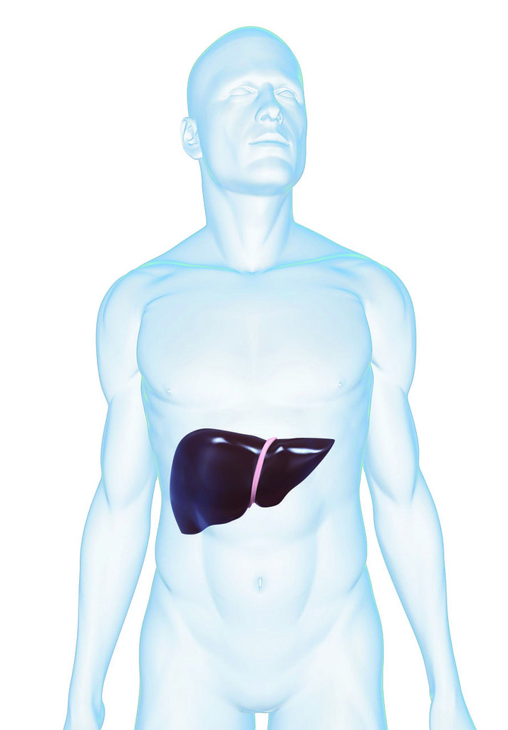 A person with a band around their liver. 