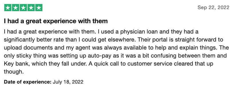 laurel road banking trustpilot great review