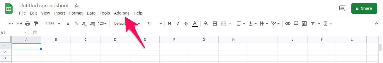 use add ons to find free templates in google sheets