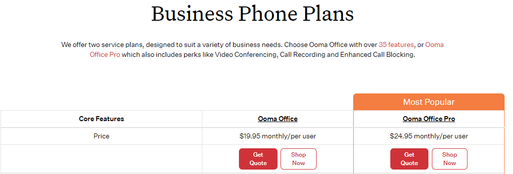 Ooma pricing, telephony services.