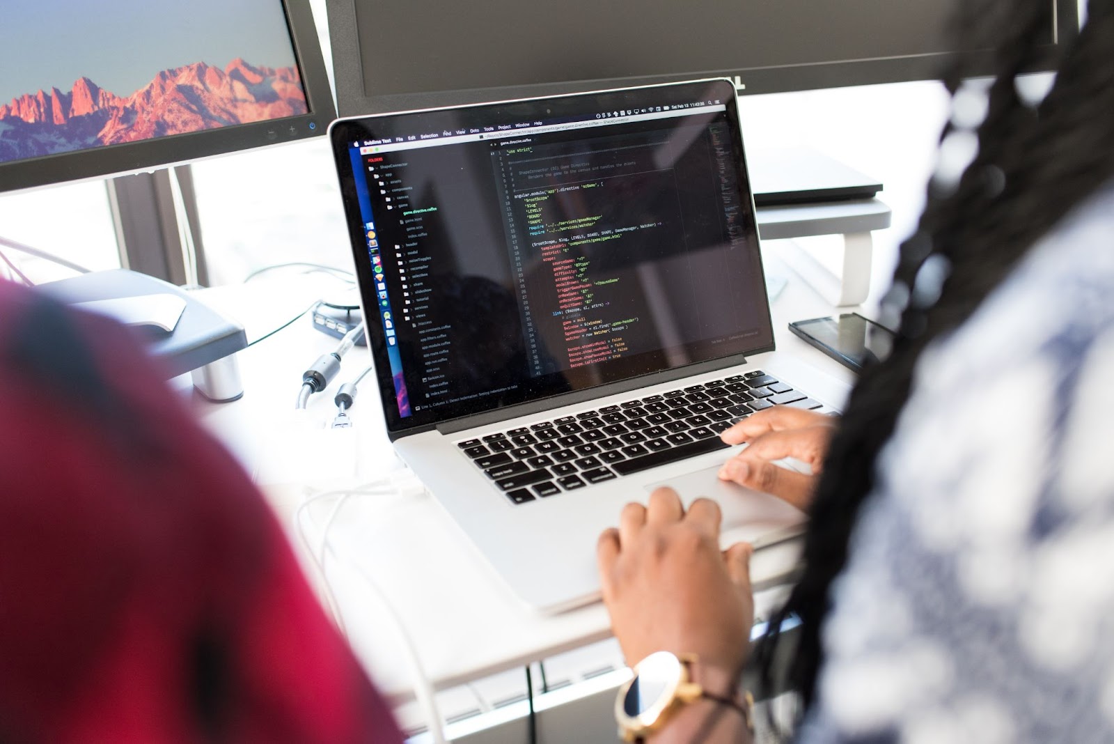 game developer is coding
