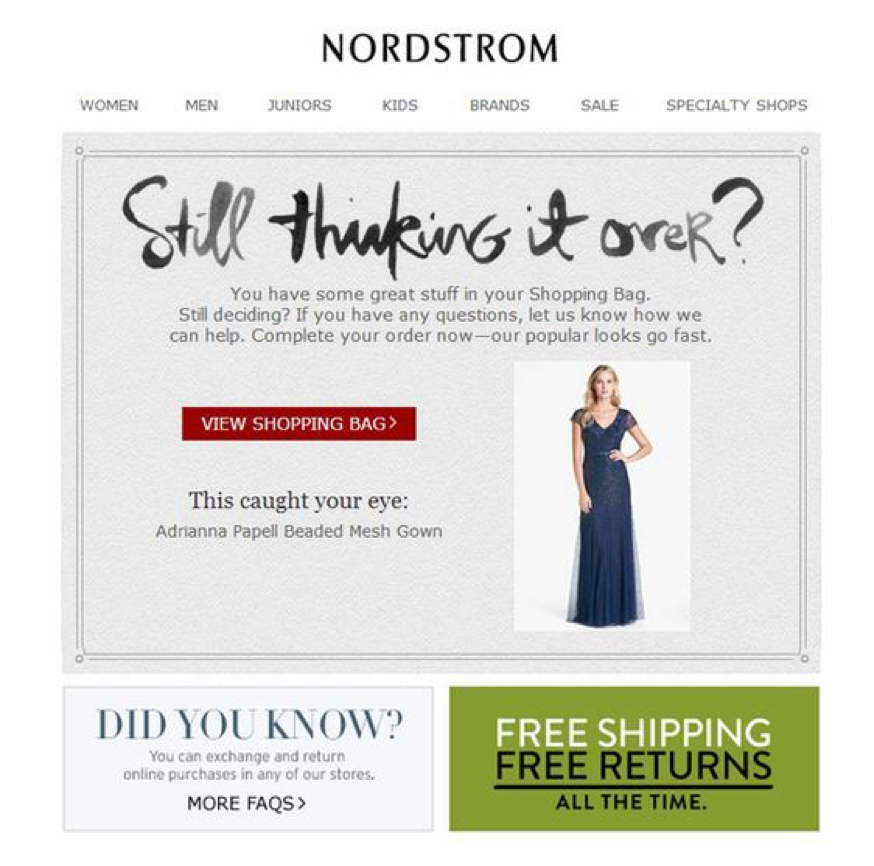 Nordstrom retargeting email example.