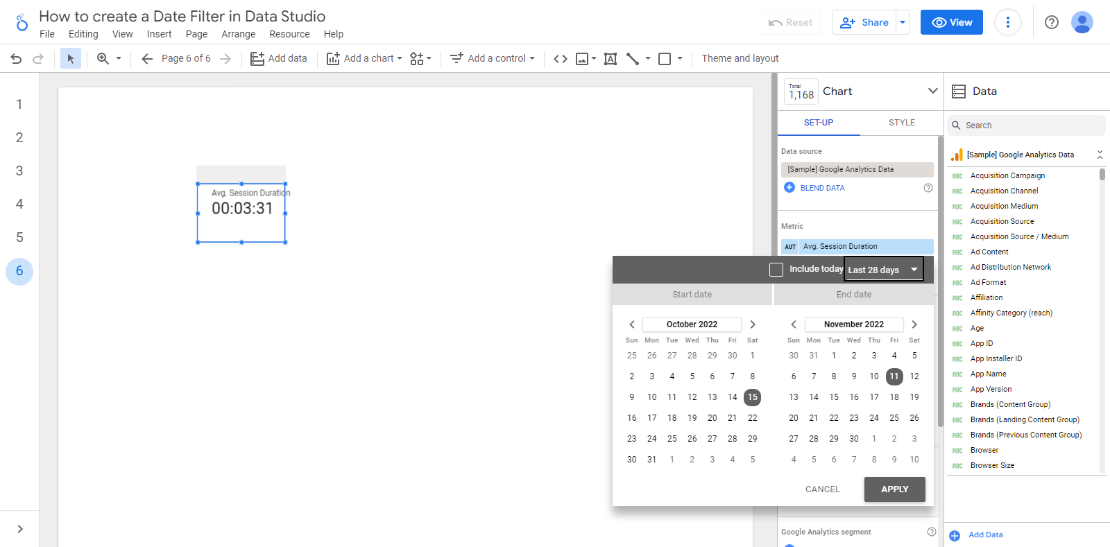 How To Create A Date Filter In Data Studio