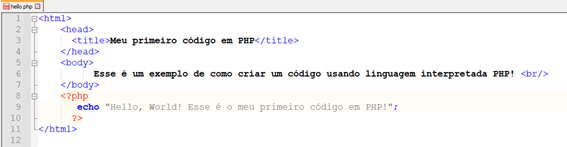 Exemplo de código em PHP