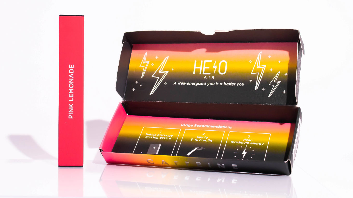 Single pack of HELO Air caffeine vape in best-selling Pink Lemonade flavor.