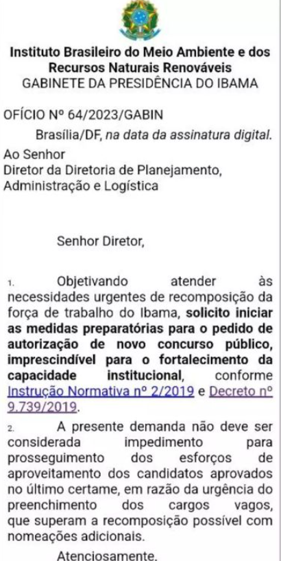 IBAMA solicita autorização para novo concurso!