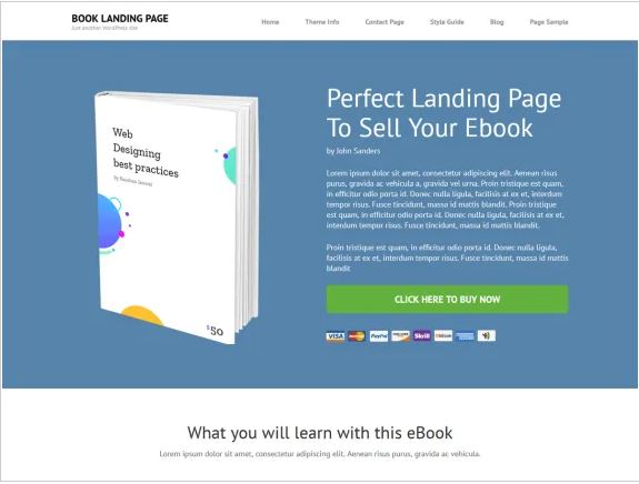 book landing page