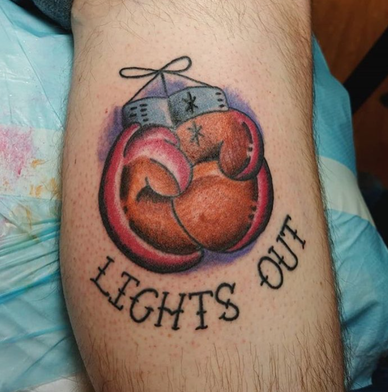 Lights Out Boxing Gloves Tattoos