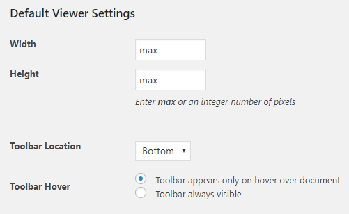 Configurações do PDF Embedder