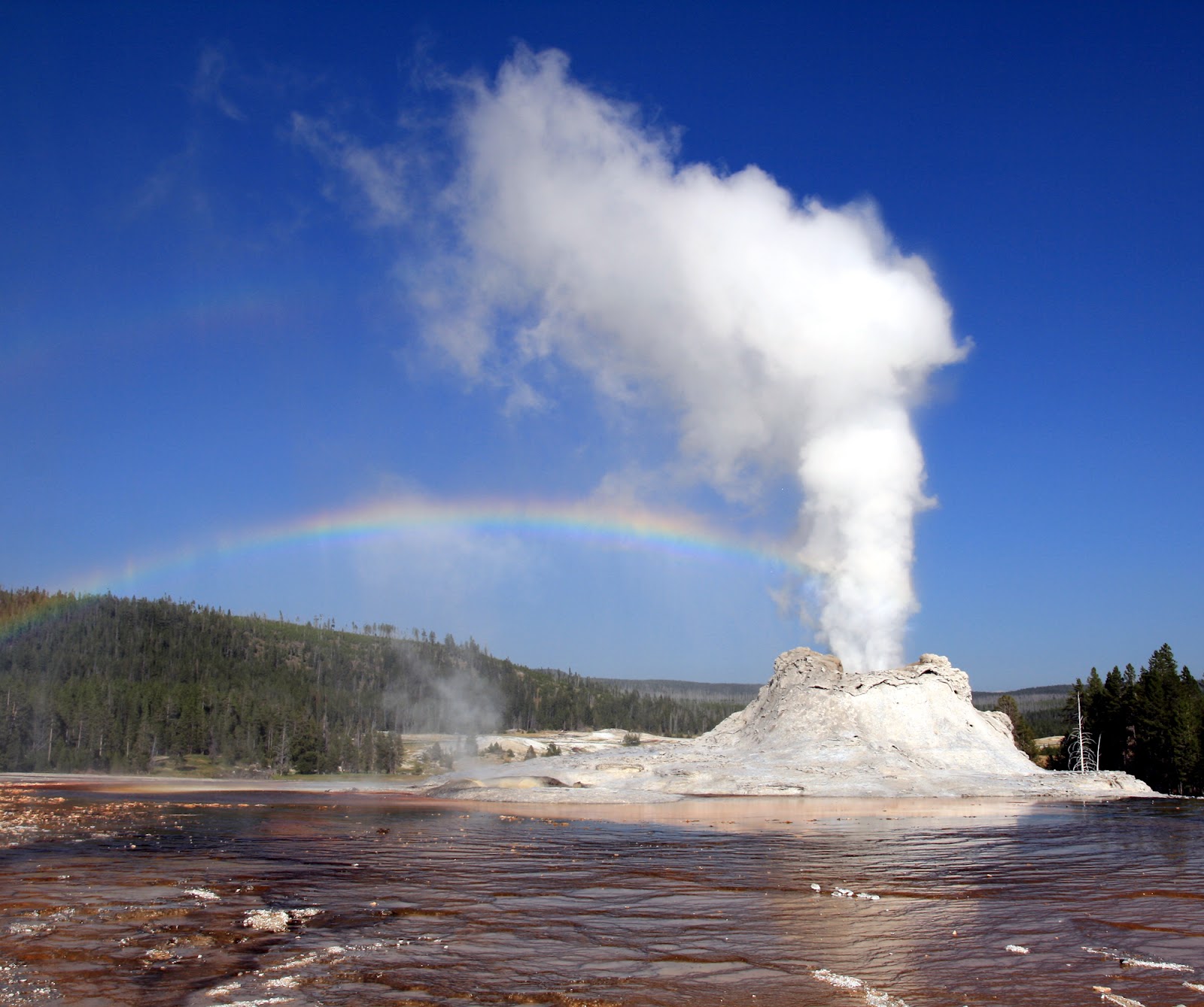 Geyser of water and steam ...