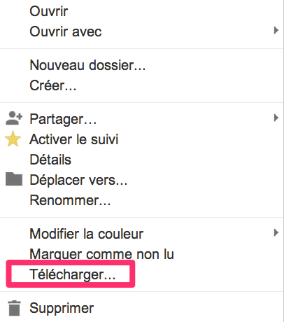 Télécharger les fichiers dans Google Drive