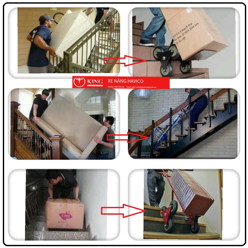 Xe kéo đẩy hàng 6 bánh leo cầu thang Xe kéo đẩy hàng 6 bánh leo cầu thang