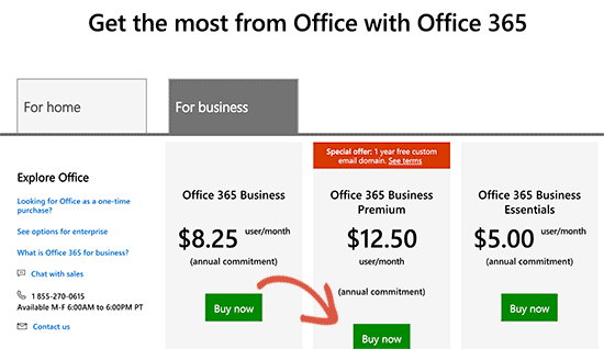 Inscreva-se no Office 365 Business premium