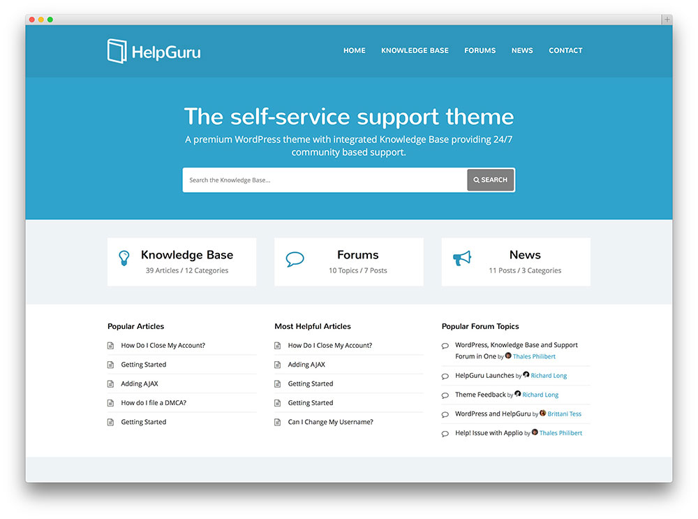 helpguru soporte técnico accesible tema de wordpress