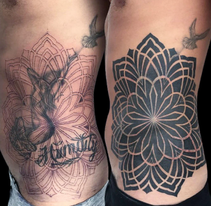 Black Work For Rib Cover Up Tattoo Ideas