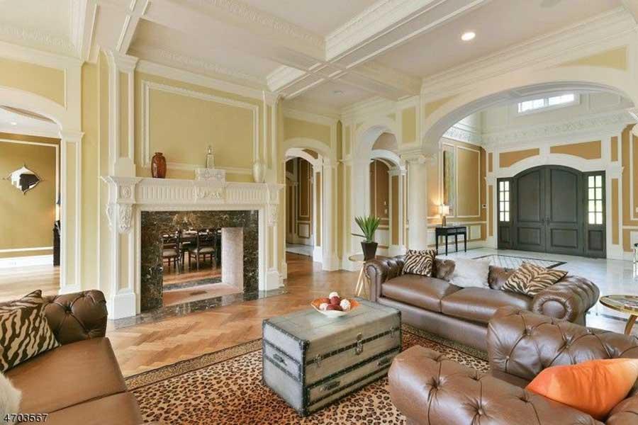 Living room with a fireplace