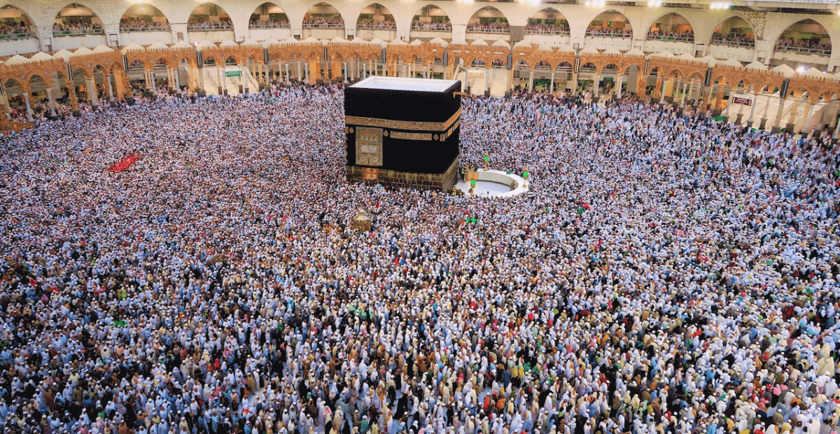 people at the Kaaba performing Hajj ritual
