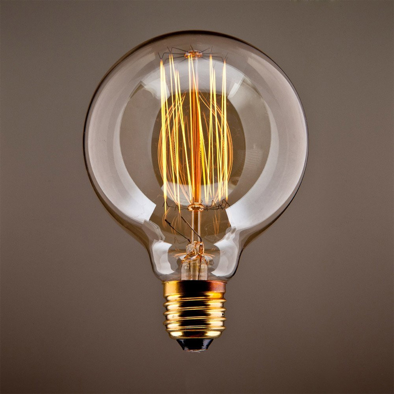 Качество света лампы накаливания. Лампа Эдисона е27 100вт. Ретро лампа g125. Лампа шар g125. Лампа Эдисона Электростандарт 60 Вт g 95.