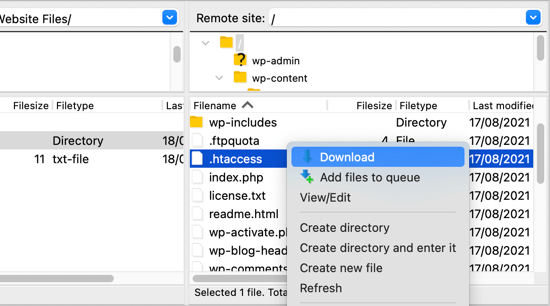 Clique com o botão direito e selecione Download