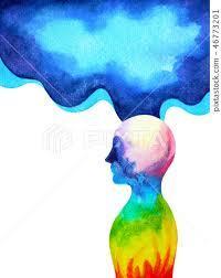 human head spiritual energy connect to universe - Stock ...