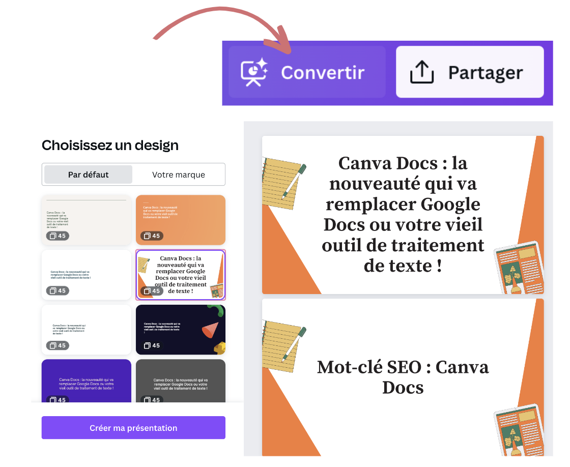 Transformer un document Canva en une présentation