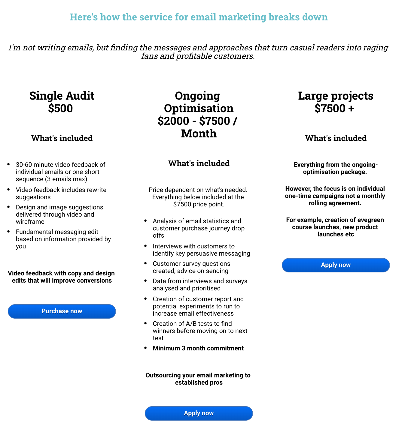 Pricing tiers for freelancers