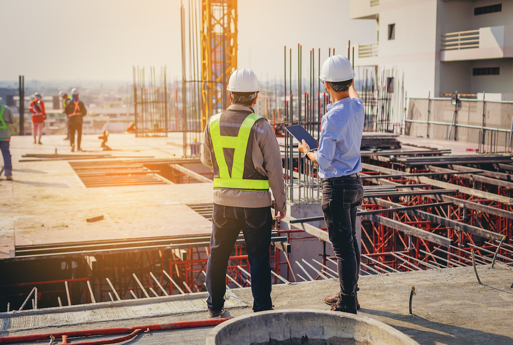 structural engineers working on new construction site