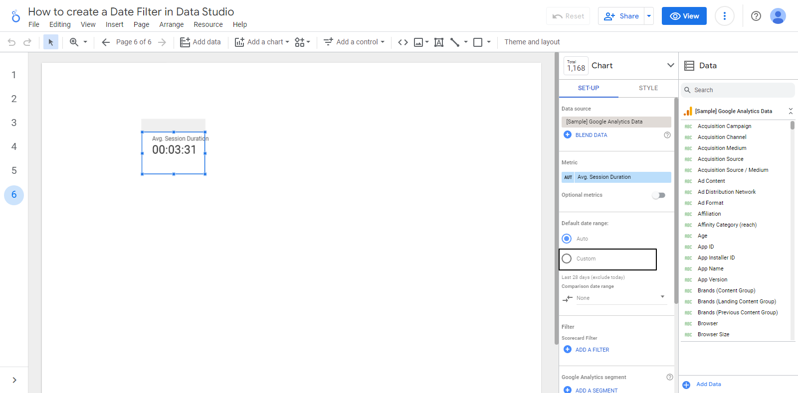 How To Create A Date Filter In Data Studio