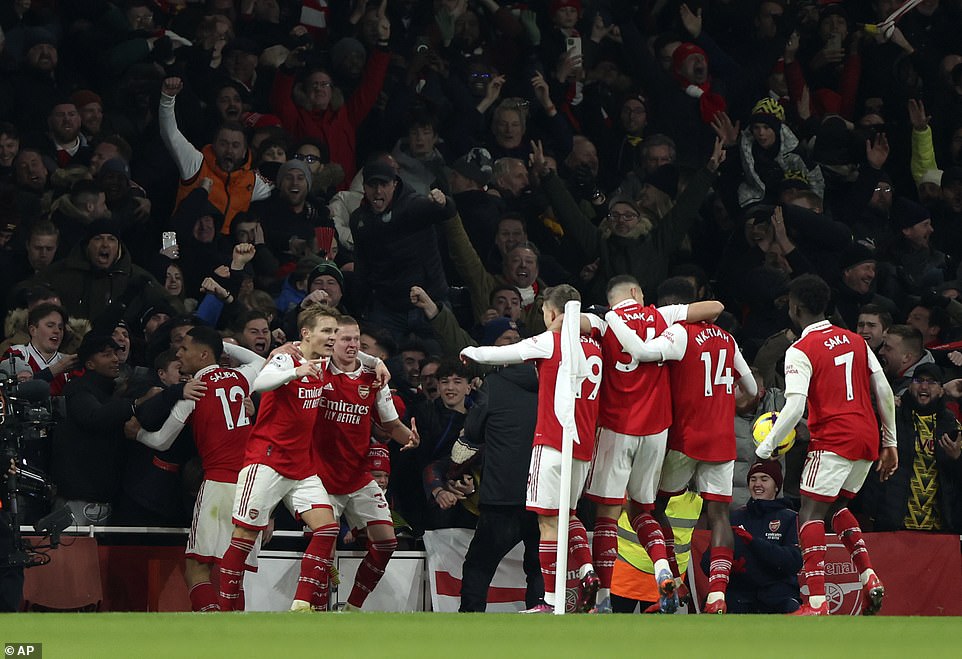 The Gunners are now five points clear at the top of the table and still have a game in hand on second place Manchester City