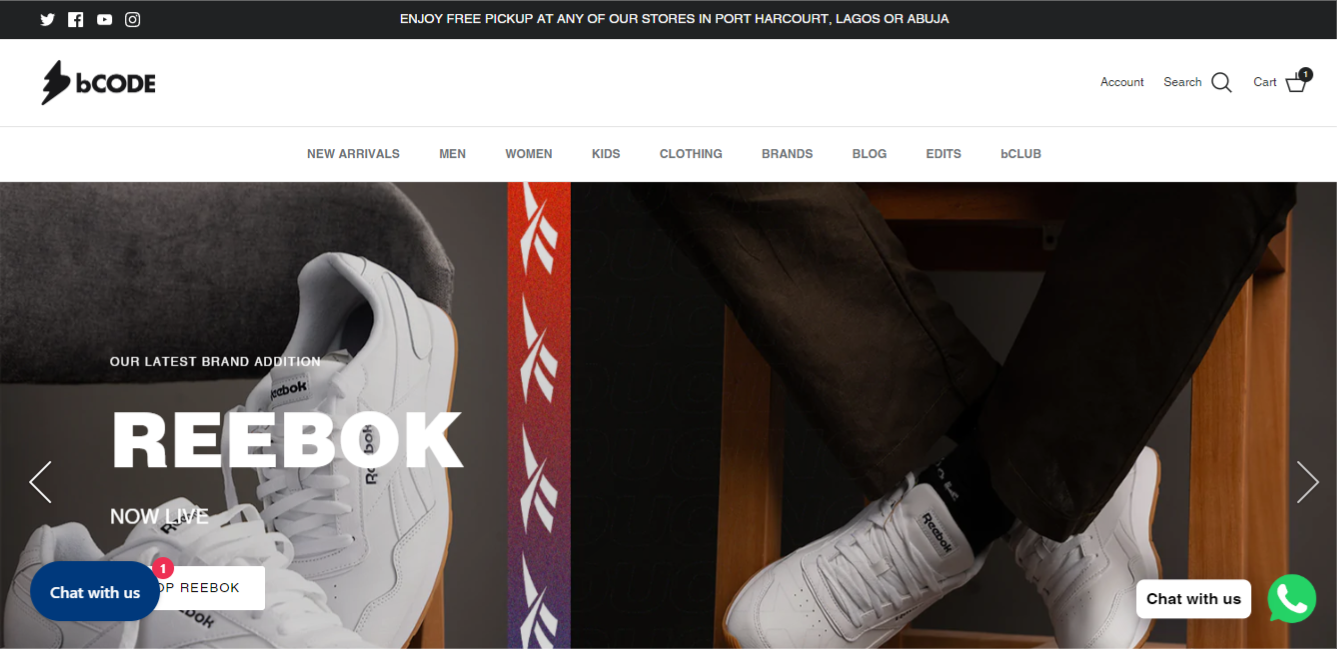 bCODE Launches a New Website. Reebok to join ADIDAS, Skechers and Havaianas  on their Website. | TechCabal