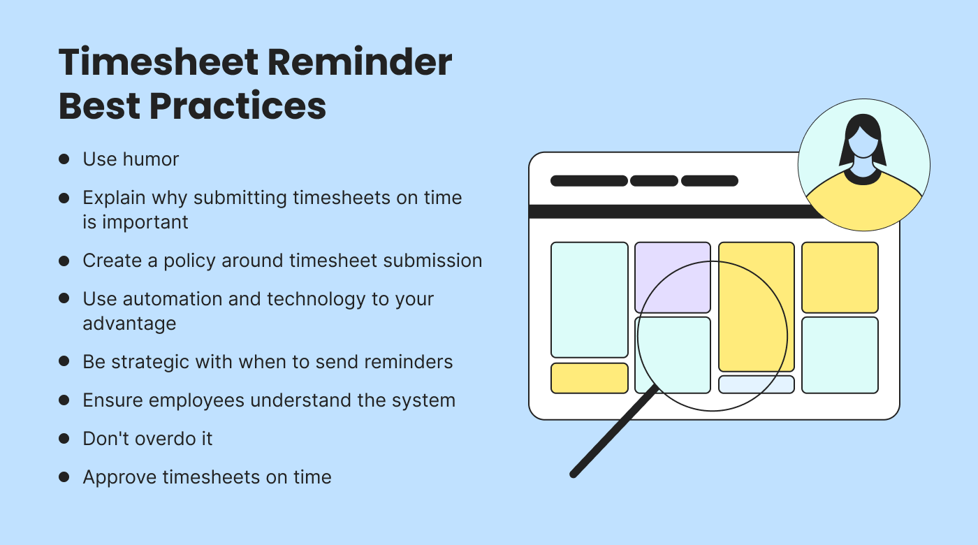Best practices for sending timesheet reminders.