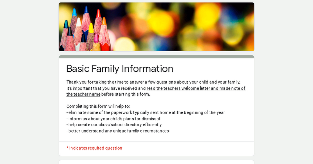 Basic Family Information
