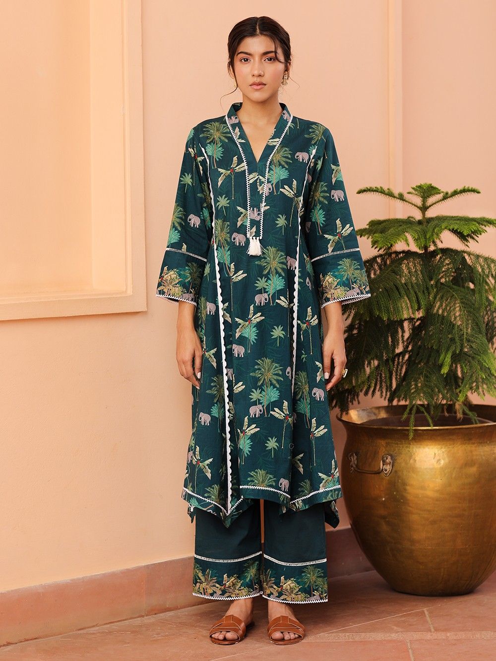the loom - Green Printed Cotton Kurta