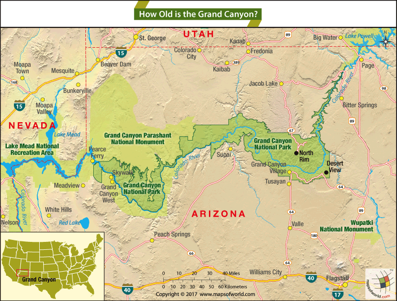 Mapa do Grand Canyon e Horseshoe Bend