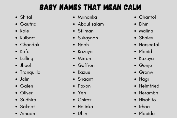 Baby Names That Mean Calm