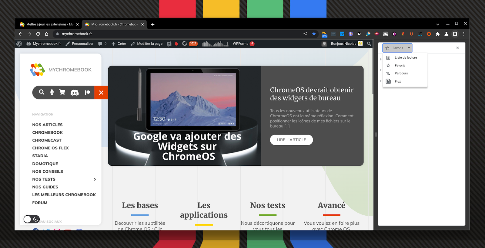 Vue des fils RSS via la barre latéral de Chrome