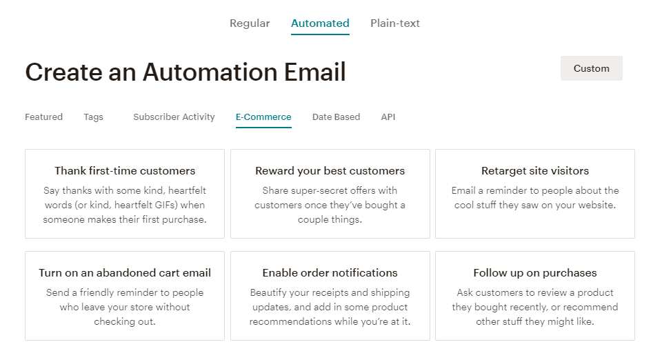automação de mailchimp