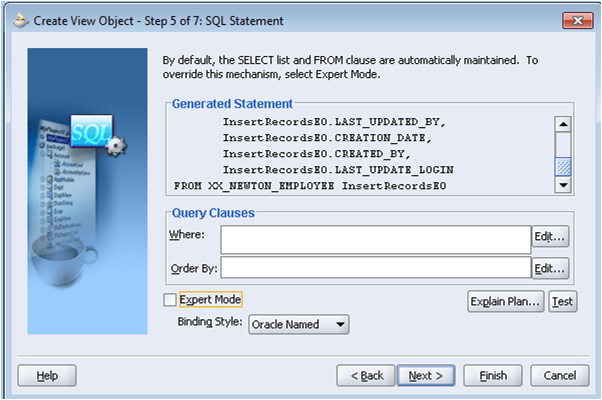 SQL statement of EO in VO